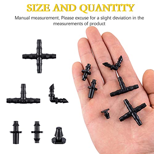 CESTAME 280 Pcs Barbed Connectors Irrigation Fittings Kit,Drip Irrigation Barbed Connectors 1/4''Tubing Fittings Kit for Flower Pot Garden Lawn(Straight Barbs,Single Barbs,Tees,Elbows,End Plug,4-Way Coupling) - Image 5
