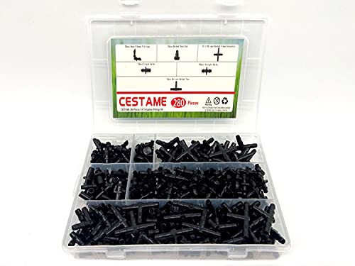 CESTAME 280 Pcs Barbed Connectors Irrigation Fittings Kit,Drip Irrigation Barbed Connectors 1/4''Tubing Fittings Kit for Flower Pot Garden Lawn(Straight Barbs,Single Barbs,Tees,Elbows,End Plug,4-Way Coupling) - Image 2