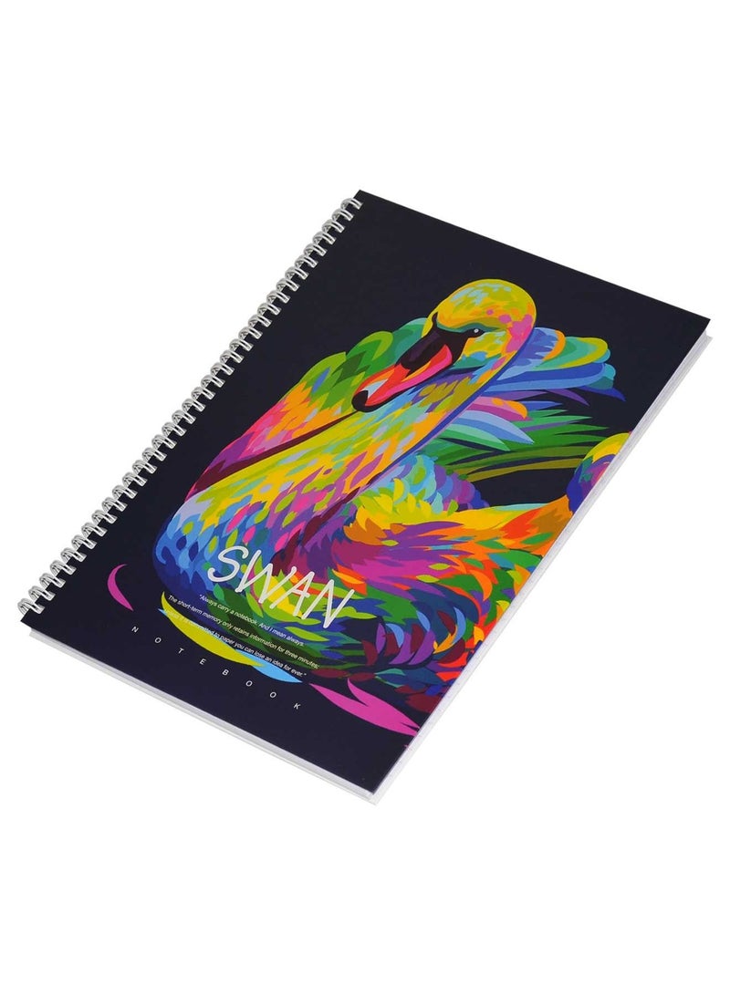FIS 5 Pieces Spiral Hard Cover Notebook 96 Sheets A4 Swan Design - Image 3