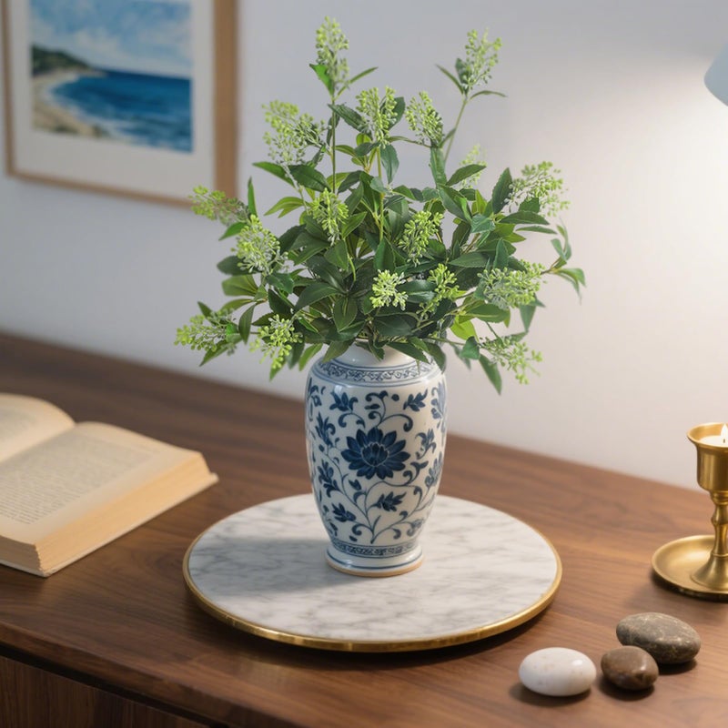 Koroni Flowers 6 Pcs Artificial Greenery Stems, Realistic Faux Eucalyptus Branches Plants for Vase Decor, Wedding Centerpieces, Farmhouse Home Party Decor, Bendable Stems & No Fade (Green) - Image 4