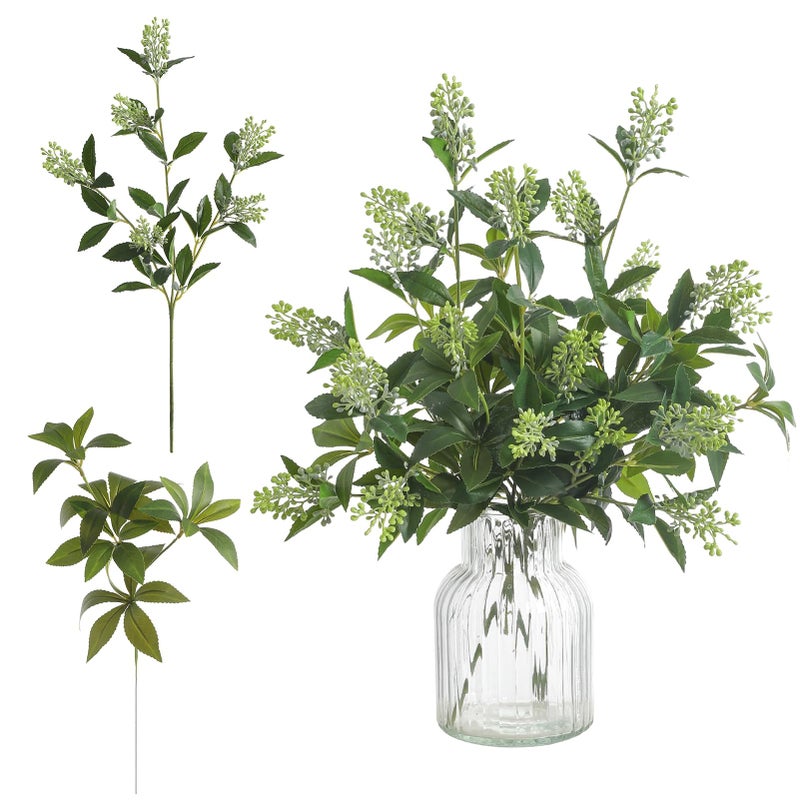 Koroni Flowers 6 Pcs Artificial Greenery Stems, Realistic Faux Eucalyptus Branches Plants for Vase Decor, Wedding Centerpieces, Farmhouse Home Party Decor, Bendable Stems & No Fade (Green) - Image 1