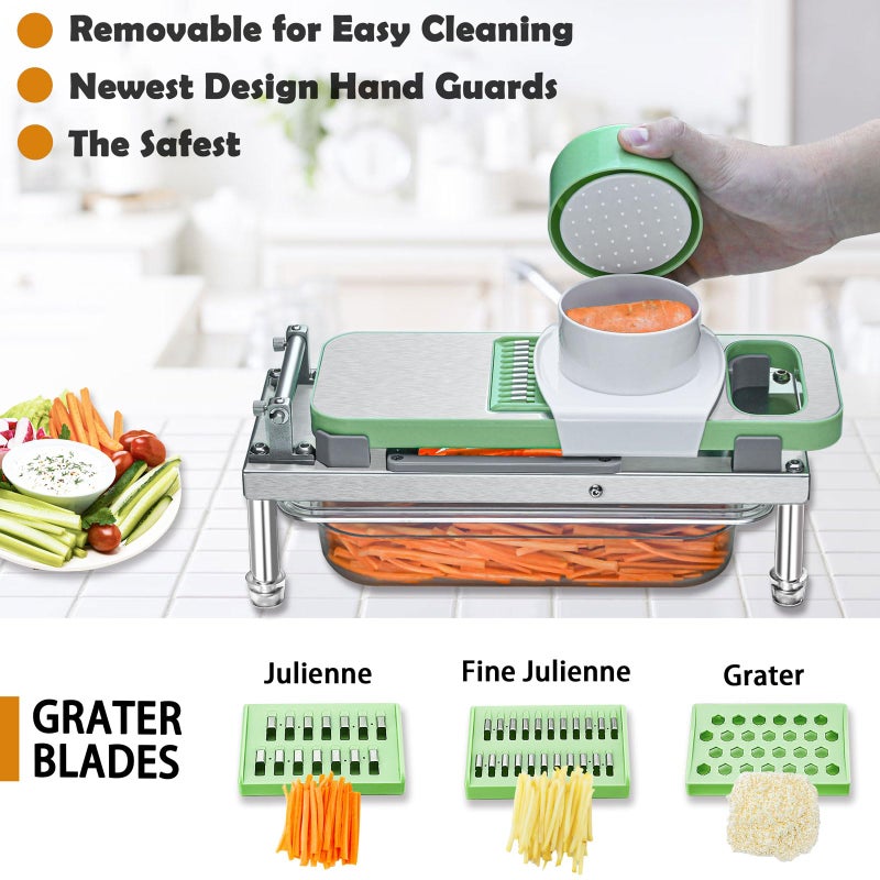 Moeuonb Stainless Steel Vegetable Chopper with 10 Blades - Mandoline Slicer-Pro Food Chopper with Container - Veggie Salad Onion Chopper - Potato Dicer - Tomato Cutter - Cheese Grater - Image 4