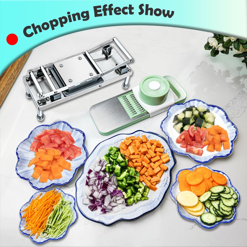 Moeuonb Stainless Steel Vegetable Chopper with 10 Blades - Mandoline Slicer-Pro Food Chopper with Container - Veggie Salad Onion Chopper - Potato Dicer - Tomato Cutter - Cheese Grater - Image 5