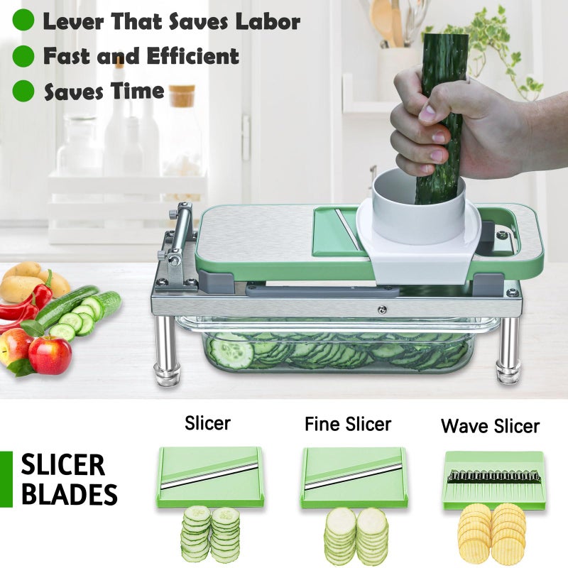 Moeuonb Stainless Steel Vegetable Chopper with 10 Blades - Mandoline Slicer-Pro Food Chopper with Container - Veggie Salad Onion Chopper - Potato Dicer - Tomato Cutter - Cheese Grater - Image 3