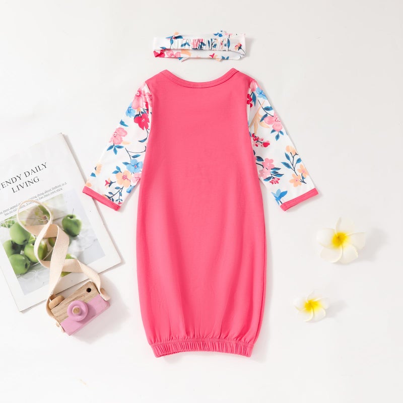 AMAWMW Newborn Baby Girl Little Sister Sleeper Gown Stripe Long Sleeve Nightgown Pajamas Gifts Stuff Essential Outfit - Image 3