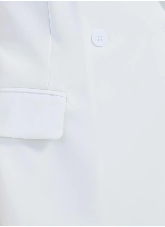 Styli Solid Sleeveless Notch Label Collar Blazer with Wrap Details