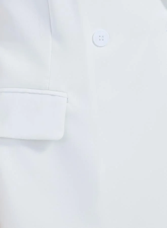 Styli Solid Sleeveless Notch Label Collar Blazer with Wrap Details