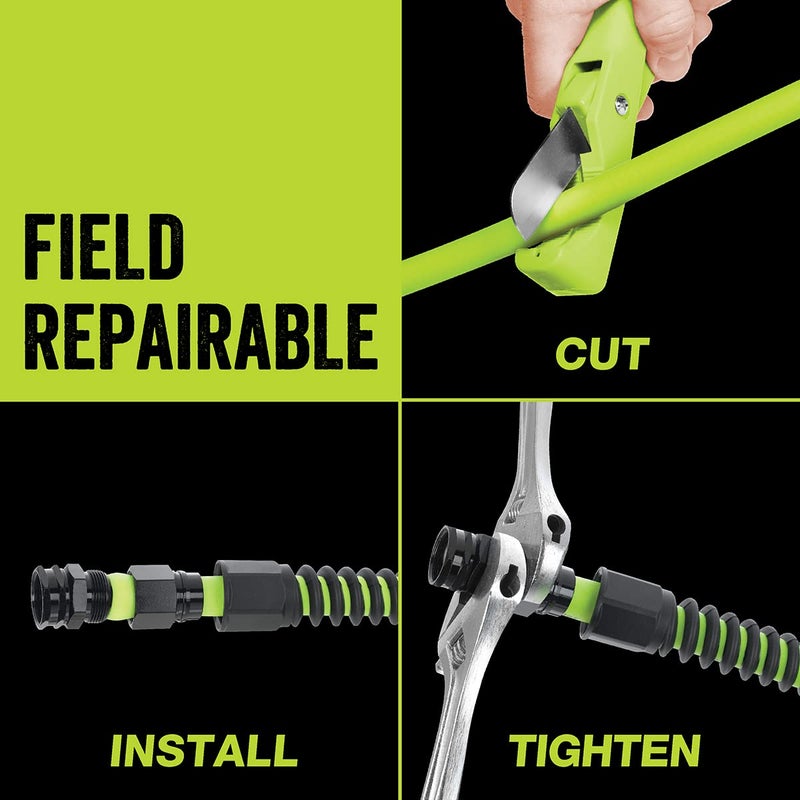 Flexzilla Pro Water Hose with Reusable Fittings, 5/8 in. x 50 ft., Heavy Duty, Lightweight, ZillaGreen - HFZWP550-E - Image 4