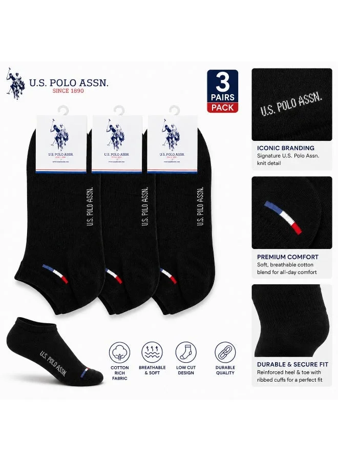 U.S. Polo Assn. BLACK U.S. Polo Assn. Mens Ankle Socks Black for Men | Best Price UAE