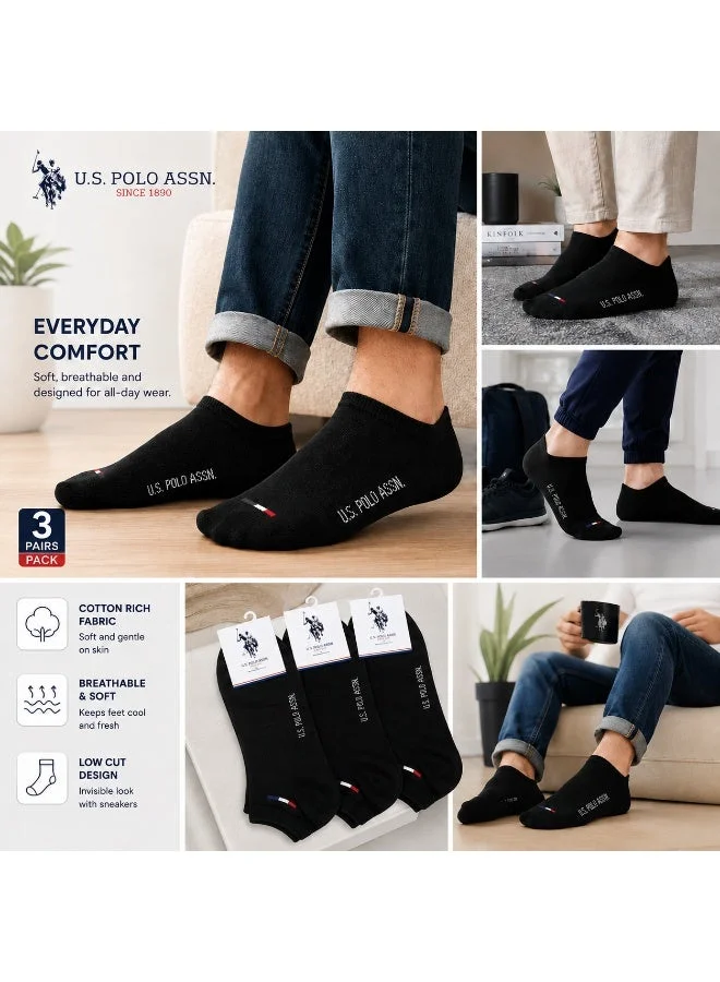 U.S. Polo Assn. BLACK U.S. Polo Assn. Mens Ankle Socks Black for Men | Best Price UAE