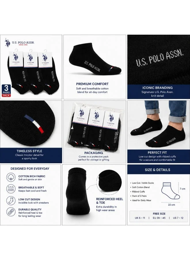 U.S. Polo Assn. U.S. Polo Assn. Mens Ankle Socks Black