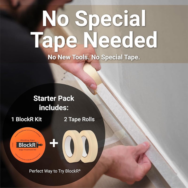 GPG2 BlockR Starter Pack, Edge Treatment Kit with 2 Paper Masking Tapes, Get Clean Paint Lines with Any Tape, 40+ Treatments - Image 3