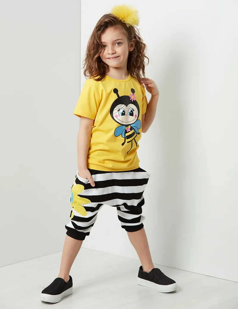 Denokids Vız Vız Maya Girls T-shirt Capri Shorts Set