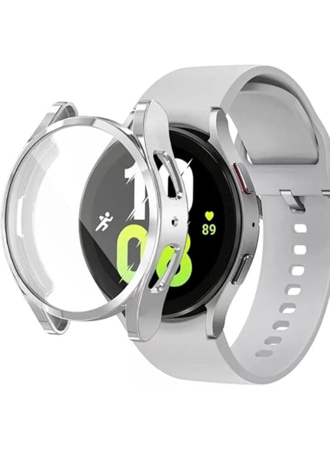 Soft TPU Cover Bumper Full Screen Protector for Samsung Galaxy Watch4 40mm (Silver) - Image 3