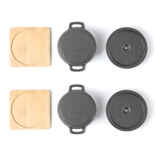 HAWOK Cast Iron Sauce pan with Lid 270ml/9.13oz/1.08cups Mini Dutch Oven Black Set of 2 - Image 4