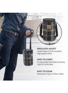 Milton MILTON Lofty Lunch Box with Insulated Fabric Bag, Microwave Safe & Leak Proof, 3 Inner Steel Containers with BPA Free Lids (1 x 320 ml, 2 x 450 ml Each) for Office, School, College - Black  - Image 4