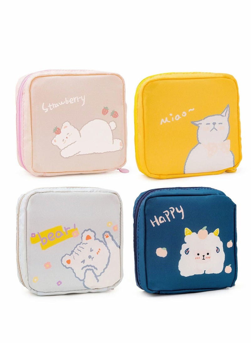 Excefore Sanitary Napkin Storage Bag, Zipper Menstrual Pad Bag Portable Sanitary Napkin Storage Tampons Holder for Purse First Period Kit for Teen Girls Store Sanitary Pads for Women(4Pcs)  - Image 1