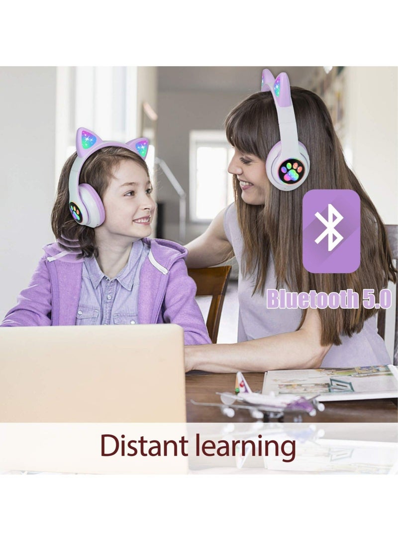 Captaintech Cat Ears Wireless Bluetooth Kids Headphones, Cat Ears Bluetooth Over Ear Kitty Headphones Volume Limiting - Image 3