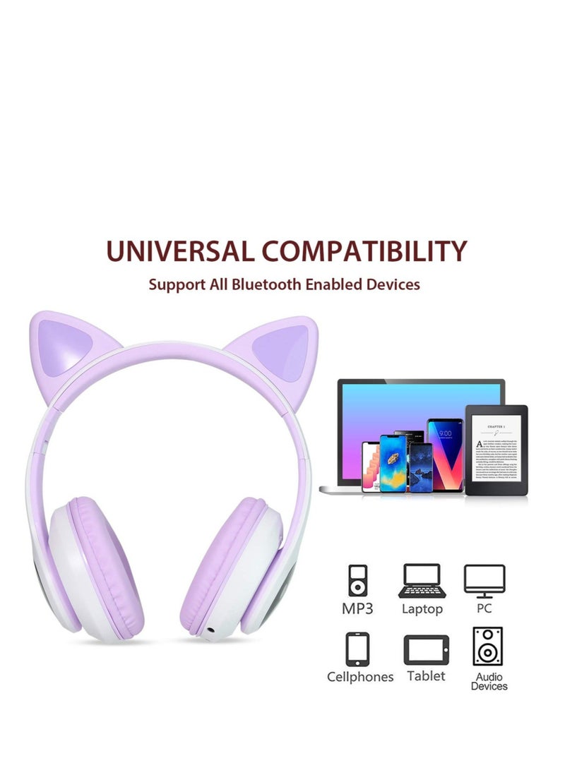 Captaintech Cat Ears Wireless Bluetooth Kids Headphones, Cat Ears Bluetooth Over Ear Kitty Headphones Volume Limiting - Image 5