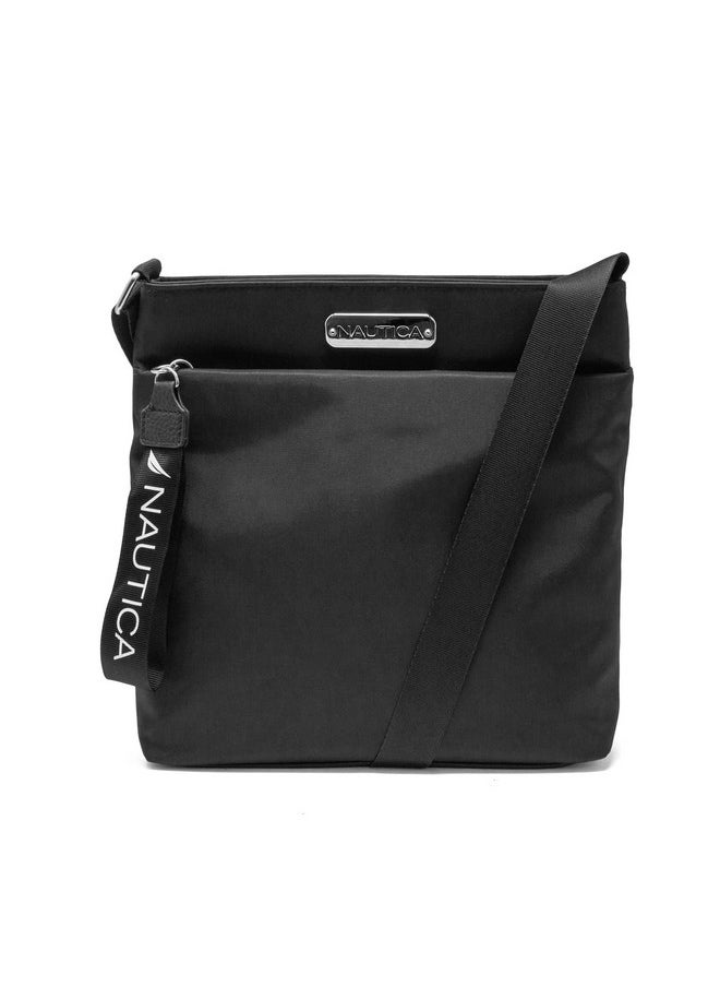 NAUTICA Womens Diver Nylon Small Crossbody Bag Purse With Adjustable Shoulder Strap Cross Body Black One Size Us  - Image 1