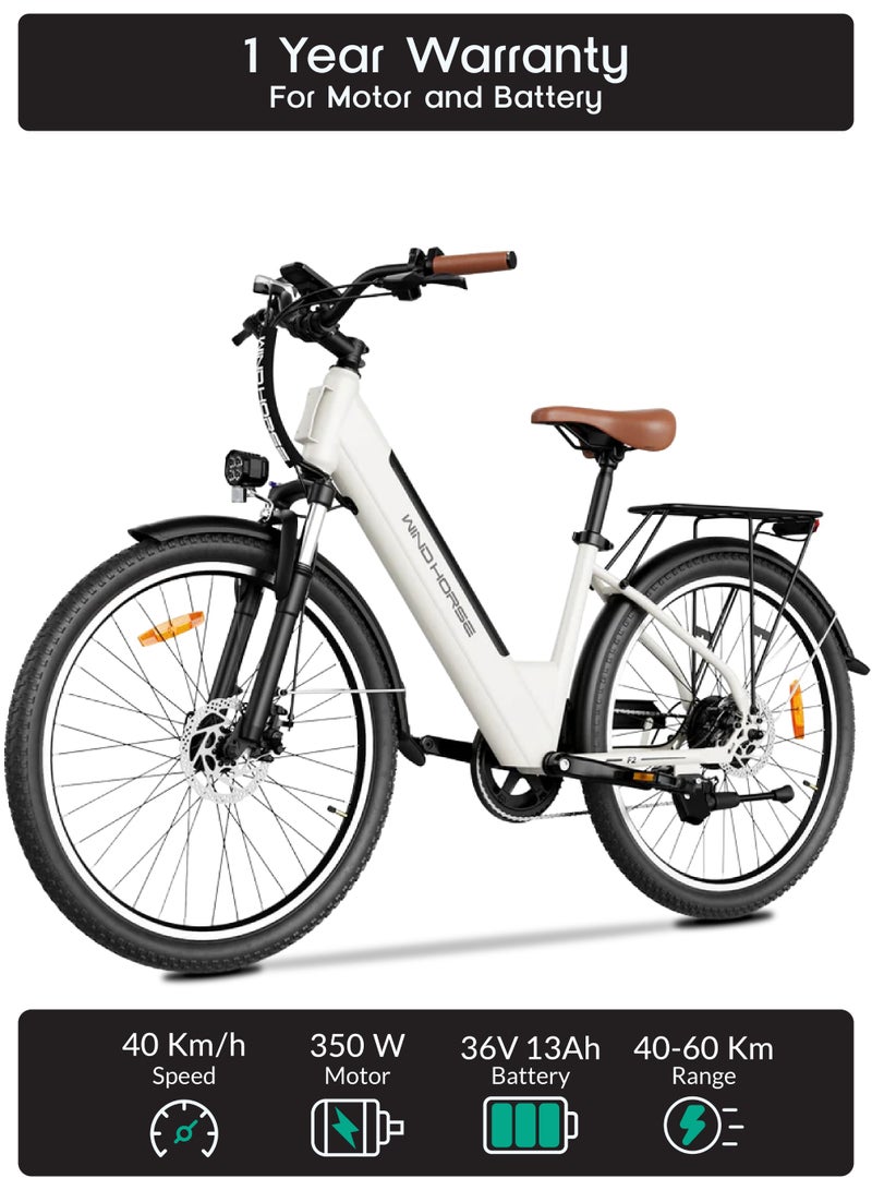 ويندهورس دراجة ويندهورس F2 الكهربائية للبالغين – محرك 350 واط، بطارية قابلة للإزالة، مدى يصل إلى 80 كم، ناقل حركة شيمانو 7 سرعات، إطارات 26 بوصة، فرامل قرصية مزدوجة، 3 أوضاع قيادة - Image 1
