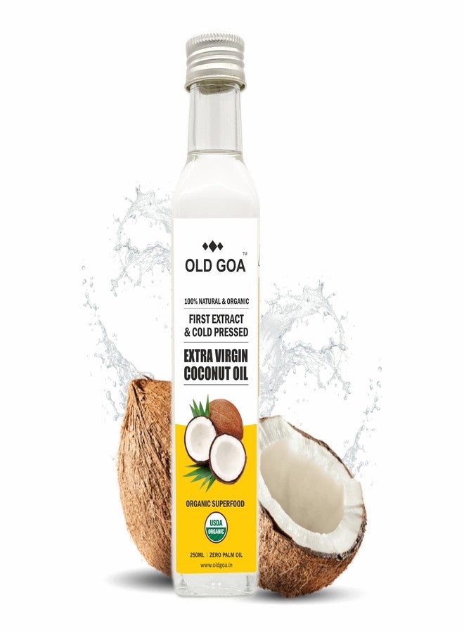OLDGOA cold pressed virgin coconut oil 250 ml | 100% natural, organic | used for baby, hair, skin, massage, cooking, oil pulling, drinking, edible | vco | Anti Spillage glass bottle - Image 1