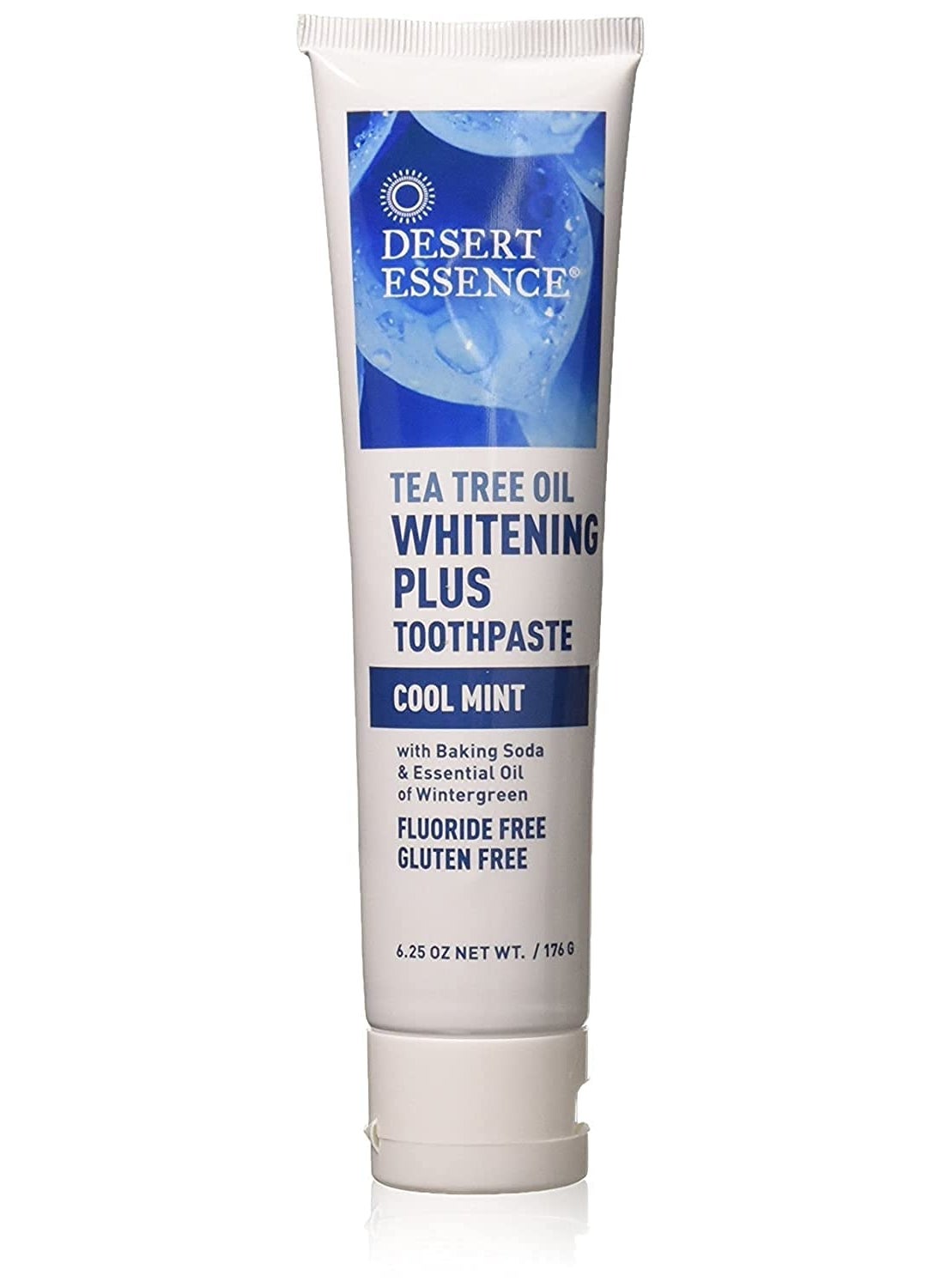 DESERT ESSENCE Desert Essence Natural Tea Tree Oil Whitening Plus Toothpaste - Cool Mint - 6.25 Oz - Antiseptic Tea Tree Oil - Zinc Citrate - Baking Soda - Freshens Breath - Reduced Plaque - Fluoride & Gluten Free 