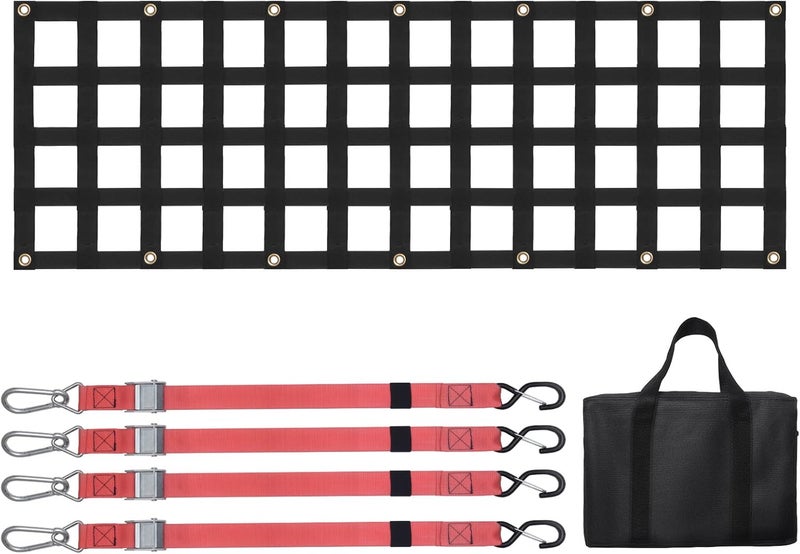 VEVOR Tailgate Net, 54 in x 18 in, Heavy Duty Cargo Net for Truck Bed with 4 Adjustable Telescopic Straps, Extendable & Durable, Flexible Adjustment, Suitable for Pickup, Trailer, Truck, Jeep, SUV - Image 1