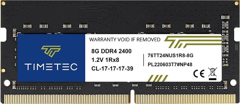 Timetec ذاكرة كمبيوتر محمول 8 جيجابايت DDR4 2400 ميجاهرتز (DDR4-2400) PC4-19200 (PC4-2400T) غير متوازنة وغير مخزنة 1.2 فولت CL17 1Rx8 رينك واحد 260 دبوس SODIMM ترقية RAM (8 جيجابايت) - Image 1