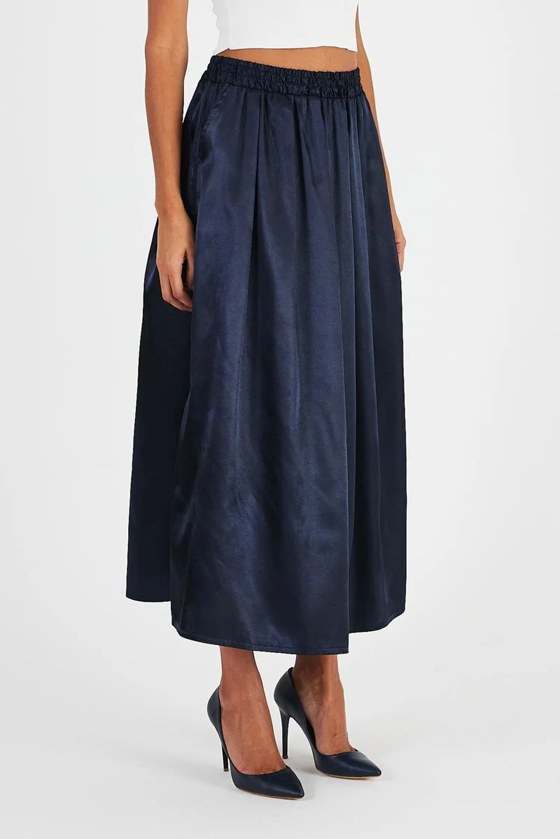الكسندر جاردي Alexandergardı Pocketed Elastic Waist Pleated Flared Skirt (B24-00199)