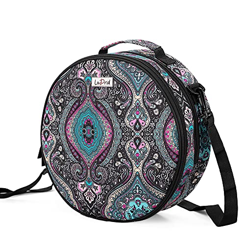 LoDrid Embroidery Bag, Double-Layer Round Embroidery Project Storage Bag for Storing Embroidery Kits and Cross Stitch Kits, with Handle and Shoulder Strap, Totem, Bag Only - Image 1