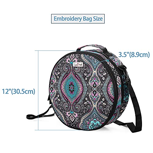 LoDrid Embroidery Bag, Double-Layer Round Embroidery Project Storage Bag for Storing Embroidery Kits and Cross Stitch Kits, with Handle and Shoulder Strap, Totem, Bag Only - Image 5