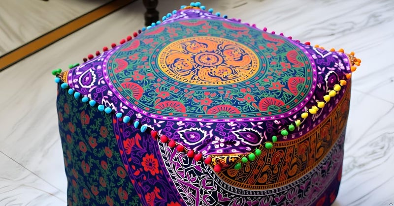 CRAFT KALA غطاء وسادة طاولة مربعة ذات تصميم ماندالا من ، بحجم 16×16×14 بوصة، بألوان متعددة. - Image 5