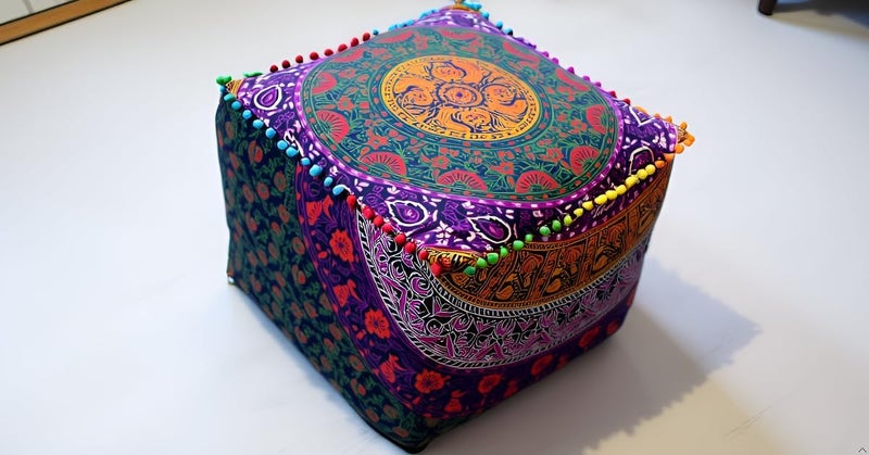 CRAFT KALA غطاء وسادة طاولة مربعة ذات تصميم ماندالا من ، بحجم 16×16×14 بوصة، بألوان متعددة. - Image 1