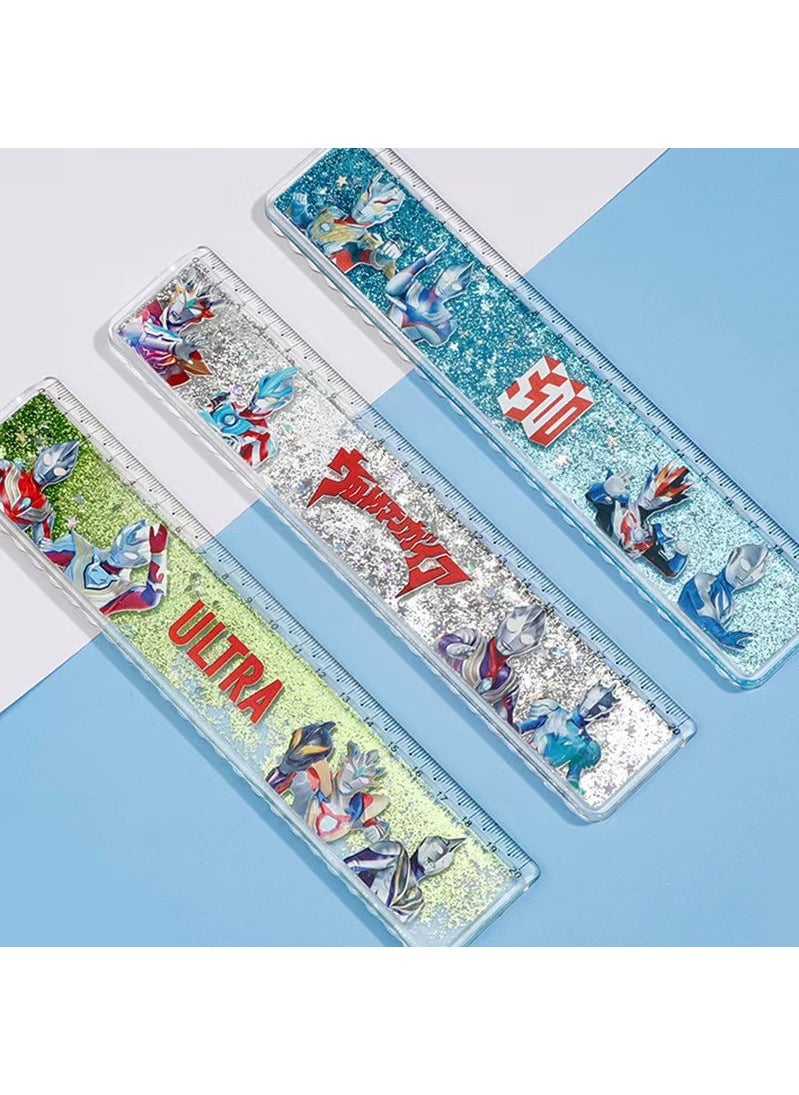 Generic Cute Cartoon Glitter Oil 20cm Ruler for Kids Ultraman random 1 