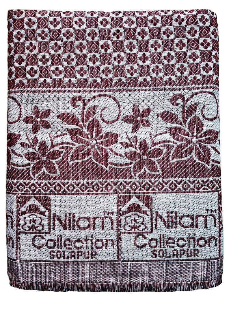 Nilam Collection 300 TC Cotton Solapur Chaddar Blanket Single Bed Full Size 300TC Red & Royal Blue Color Pack of 2 (Size- 58X88 Inch) - Image 2