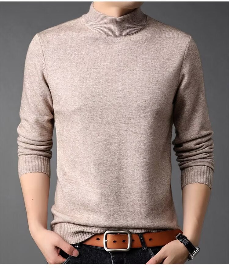 Long Sleeve Unisex Spring Autumn Winter High Elasticity Warm Solid Color Candy Color Half High Collar Knitted Base Layer Outerwear Sweater