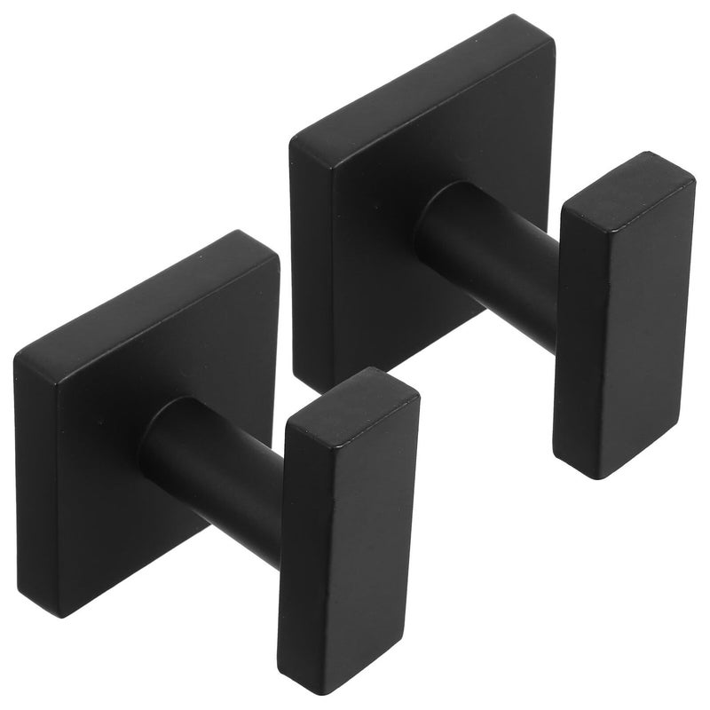 Stainless Steel Square Towel Hooks 2pcs for Bathroom Wall Mount Storage - Image 2