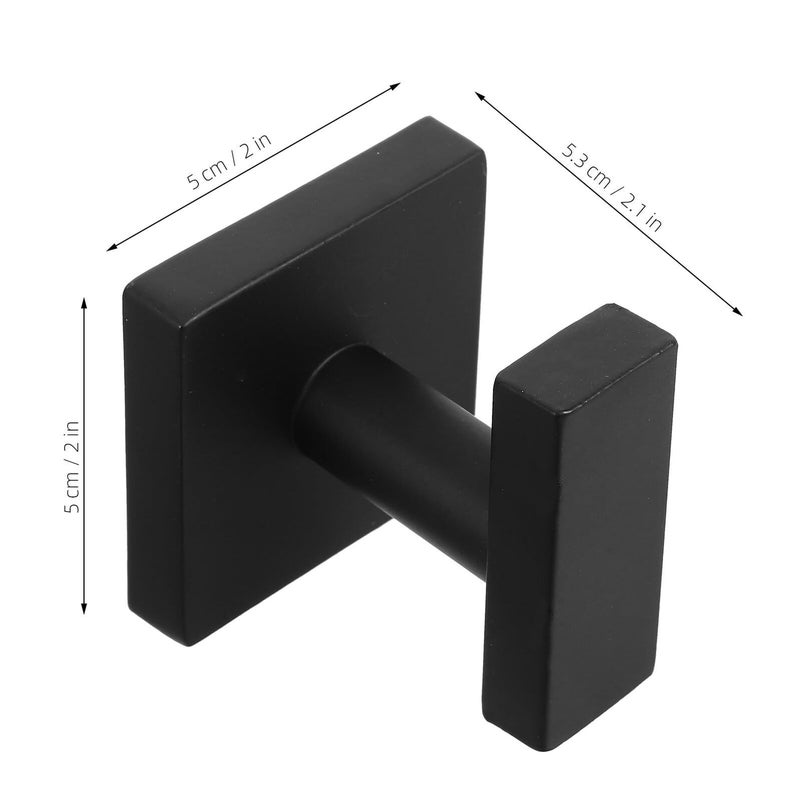 Stainless Steel Square Towel Hooks 2pcs for Bathroom Wall Mount Storage - Image 3