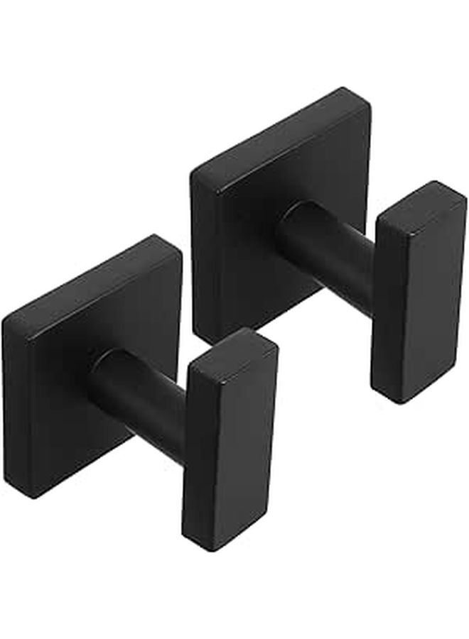 Stainless Steel Square Towel Hooks 2pcs for Bathroom Wall Mount Storage - Image 1