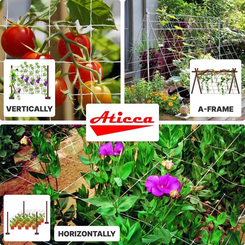 ATICCA Plastic Trellis Netting 47" x 328 ft Heavy Duty Plant Support Netting White - 6 Inch Garden Trellis on Roll - Mesh for Growing Vine Climbing Plants, Flowers, Peas, and Cucumber - Image 4