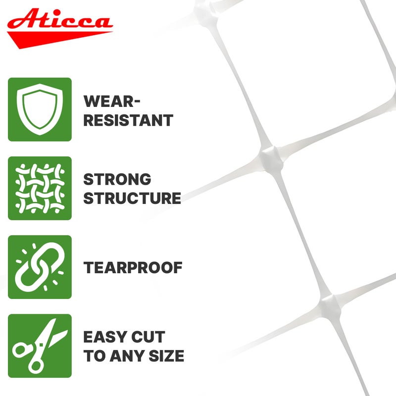 ATICCA Plastic Trellis Netting 47" x 328 ft Heavy Duty Plant Support Netting White - 6 Inch Garden Trellis on Roll - Mesh for Growing Vine Climbing Plants, Flowers, Peas, and Cucumber - Image 3