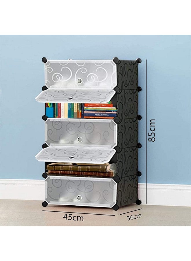 Zemic Zemic Diy Multipurpose Bookshelf| Plastic Sheet Portable Storage Shelve For Books Storage Organizer| Bookcase For Home Furniture |Cabinet Shelves For Bedroom Office Living Room (Set Of 5 Cases, Black)  - Image 2