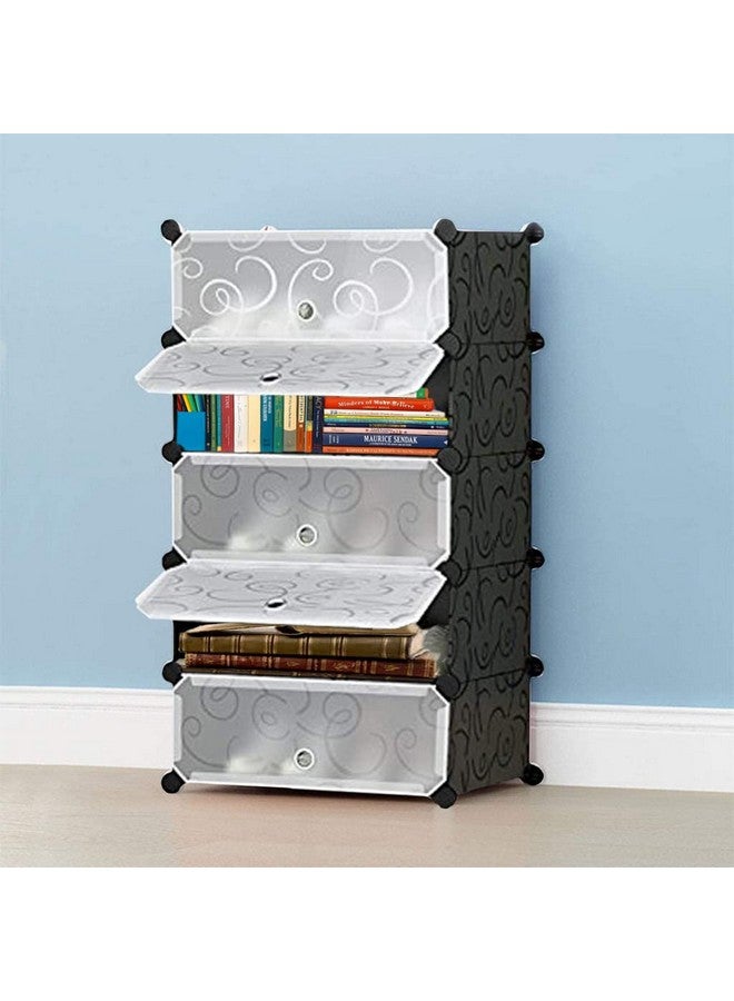 Zemic Zemic Diy Multipurpose Bookshelf| Plastic Sheet Portable Storage Shelve For Books Storage Organizer| Bookcase For Home Furniture |Cabinet Shelves For Bedroom Office Living Room (Set Of 5 Cases, Black)  - Image 1