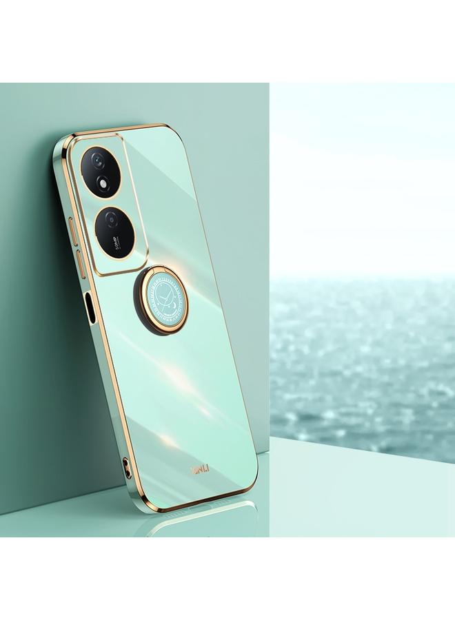 Case For Honor Play 50 Plus 5G Straight Edge 6D Electroplate TPU Phone Case with Ring Holder