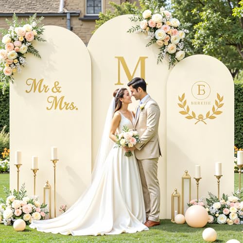 Suppromo Ivory Arch Covers 3 Set - 6FT, 6.6FT, 7.2FT Ivory Arch Backdrop Cover Spandex Wedding Arch Stand Covers for Bridal Shower Wedding Baby Shower Birthday Party Banquet Photo Background Decorations - Image 4