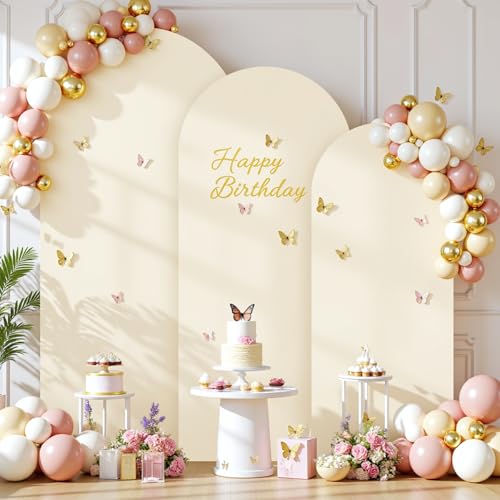 Suppromo Ivory Arch Covers 3 Set - 6FT, 6.6FT, 7.2FT Ivory Arch Backdrop Cover Spandex Wedding Arch Stand Covers for Bridal Shower Wedding Baby Shower Birthday Party Banquet Photo Background Decorations - Image 2