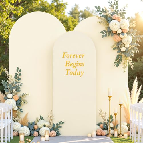 Suppromo Ivory Arch Covers 3 Set - 6FT, 6.6FT, 7.2FT Ivory Arch Backdrop Cover Spandex Wedding Arch Stand Covers for Bridal Shower Wedding Baby Shower Birthday Party Banquet Photo Background Decorations - Image 1