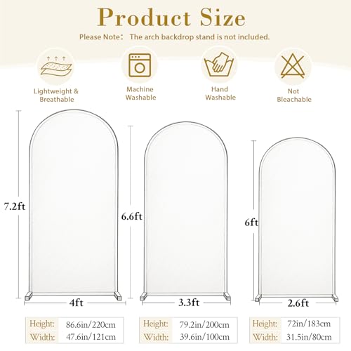 Suppromo Ivory Arch Covers 3 Set - 6FT, 6.6FT, 7.2FT Ivory Arch Backdrop Cover Spandex Wedding Arch Stand Covers for Bridal Shower Wedding Baby Shower Birthday Party Banquet Photo Background Decorations - Image 5