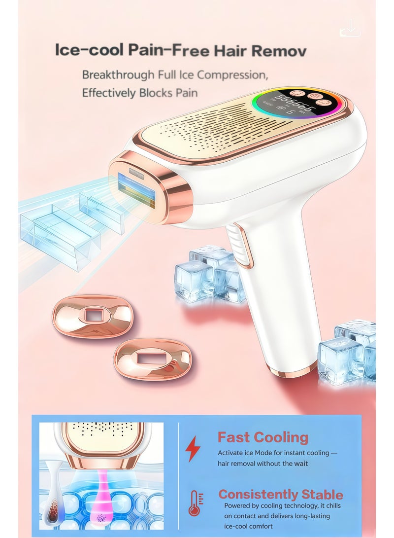 IPL Laser Hair Removal for Women and Men, 45°F Ice Cooling Laser Hair Removal Device for Face & Body, At-Home Painless Hair Remover with Long-Lasting Results, Smooth Skin Gift - Image 3